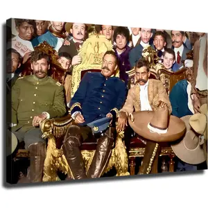 Pancho Villa and Emiliano Zapata At The Presidential Palace, 1914 Poster Canvas Wall Art Picture Print Modern Home Bedroom with Frameless Decor