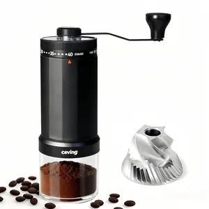 60g Large Capacity Manual Coffee Grinder, Portable Hand Coffee Bean Mill with 40 Adjustable Settings, Stainless steel Burr Grinder for Espresso, Pour Over, Camping, Travel, Gift, etc