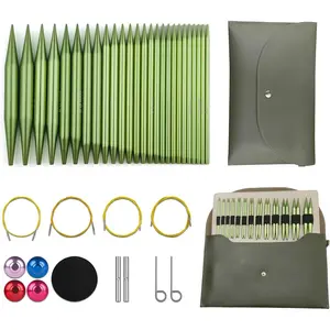 Knitting  Set Interchangeable  Circular Knitting  Set 13 Pairs of 4 Inch    & Accessories Green