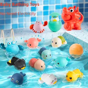 5 pcs Baby Bath Toys Set, Cute Lion, Dolphin, Duck, Turtle, Pirate Duck, Wind-Up Water Play Toys, Perfect Gift for Birthday, Christmas, New Year, Bath Time Fun