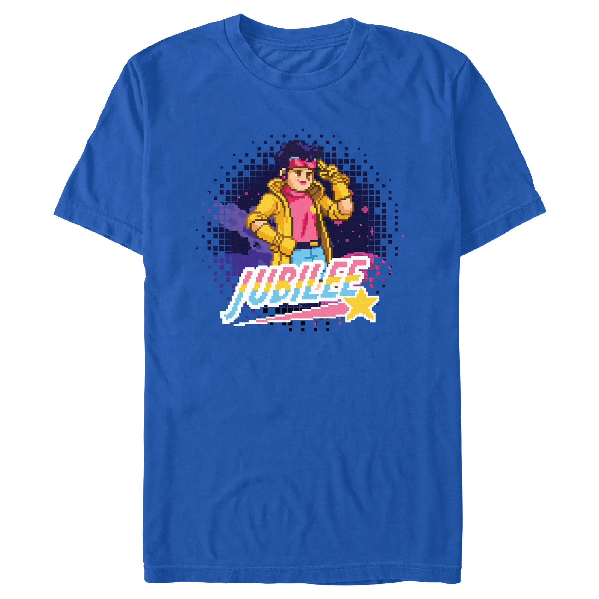Men's Short-Sleeve Graphic Top, Marvel X-Men '97 Jubilee Mutant Retro Colorful Pixel Portrait, Fashion Menswear Casual T-Shirt