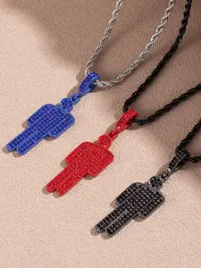 Easter Cartoon Winking Figure Zircon Pendant Hip Hop Clavicle Necklace Trendy Must-Have for Holiday & Daily Wear Statement Necklace