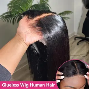 Bling Hair Straight 6x4 Glueless Wigs Brazilian Pre-Cut 5x5 Lace Closure Remy Human Hair Ready To Wear Wig For Women Pre Plucked
