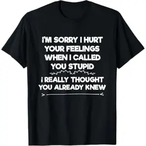 Men's Tropical Short-Sleeve Vintage Graphic Tee - Round Neck Casual Streetwear Top with "I'm Sorry I Hurt Your Feelings" Funny Sarcastic Phrase Tshirt