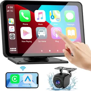 Haudio Carplay Screen for Car, 7" HD Wireless Portable Car Play Touchscreen Stereo with Android Auto Mirror Link/Backup Camera/GPS Navigation/Satellite Radio for All Vehicles head unit