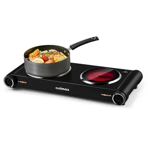 CUSIMAX 1800W Portable Induction Cooktop Dual Infrared Burner Fast Boiling Energy Efficient Easy Clean for Home Dorm Office Double Electric Countertop Stove electric stove hot plate level temperature control cooktop Cast-Iron Stainless Steel Single gestov