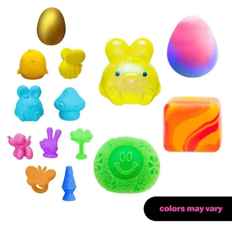 Golden Egg Hunt Easter Bundle - Squishy Easter Fun Set Toys -Various Textures and Fillings - Ages 3 and Up - Bundle of 5 Nice Toys