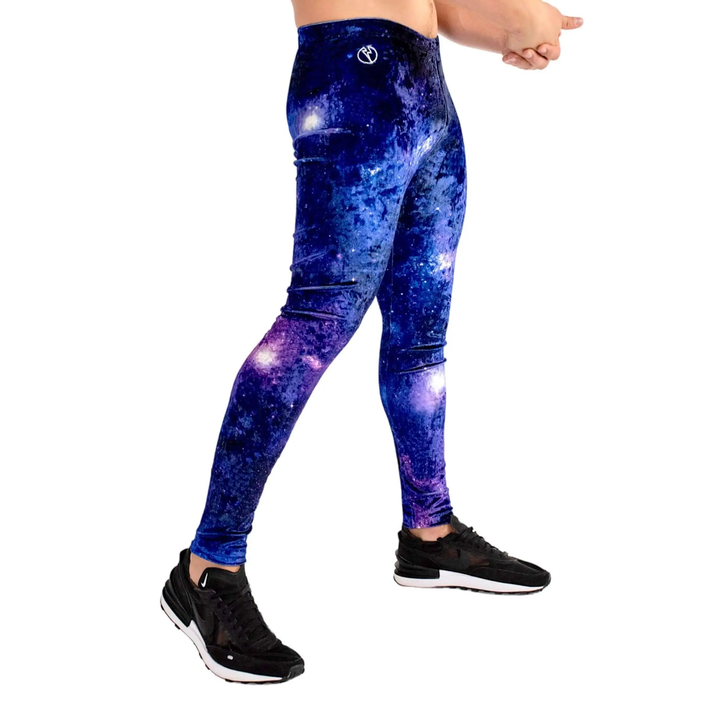 Kapow Meggings Velvet Cosmos Purple Galaxy Velvet Men’s Leggings | Luxe Lounge & Festival Fashion Yoga Workout Pants Workout Tights
