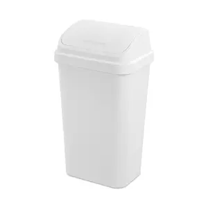 Sterilite 13 Gal Swing Top Lidded Wastebasket Kitchen Trash Can, White (4 Pack)