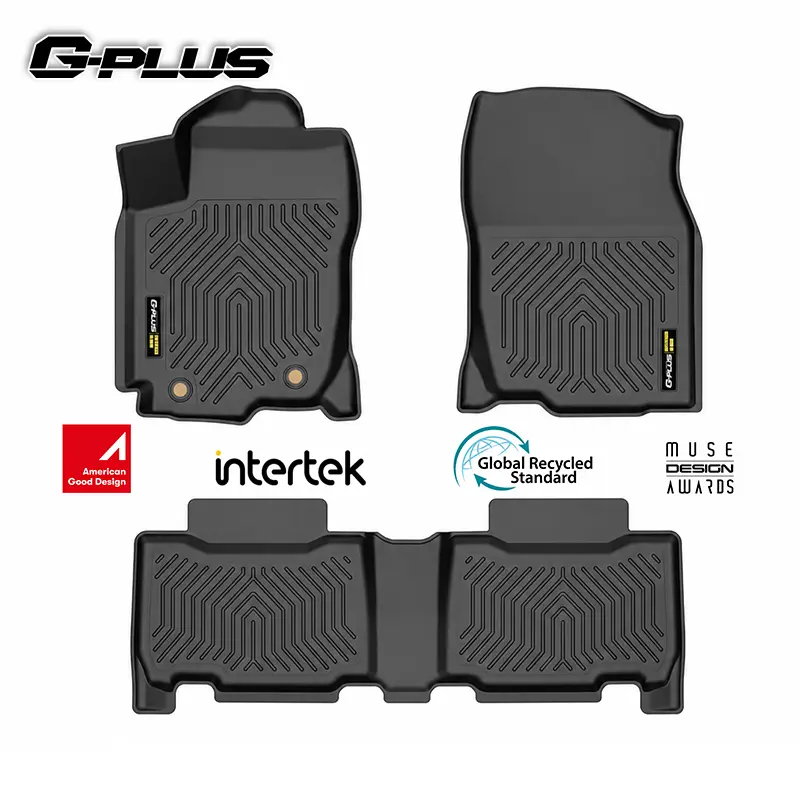 G-PLUS Waterproof Synthetic Automotive Mats with Deep-Tread TPE, All-Weather Car Accessories Floor Liners for Toyota RAV4 2013-2026, 1st-2nd Row, Black