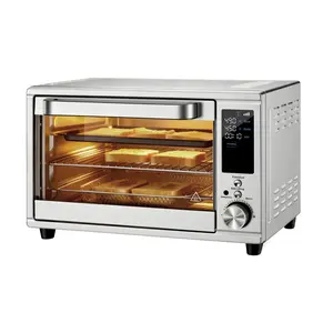 28L Silver Single-Door Air Fryer Oven, 4-in-1 Functions, 120V, 0-60min Timer, Free Tray & Rack & Tongs, Household Kitchen Use