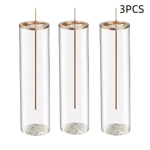 3-Pack Multi-Scene Calming Home Fragrance Aromatherapy Scent Diffuser Anti-Dust Incense Holder, Detachable Transparent Glass Dust Collector + Metal Minimalist Stand, Yoga Study Bedroom Set, Easy Clean, Gift Box Packaging