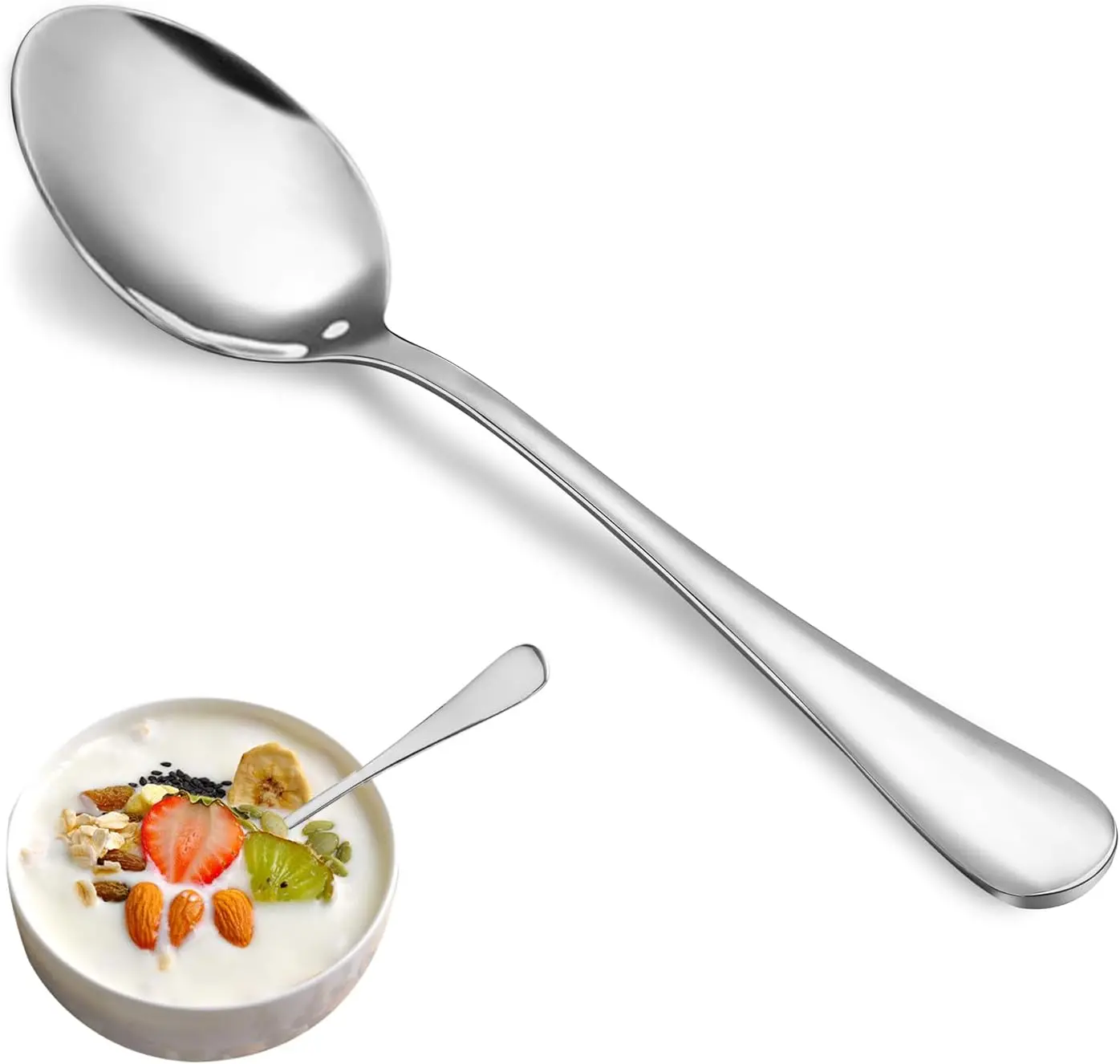 ,16 Piece 6.7" Teaspoon Set Spoons Silverware, Premium Food Grade Stainless Steel Tea Spoons, Durable Small Spoon, Good Teaspoons, Kitchen Dessert Spoon Set, Mirror Finish & Dishwasher Safe