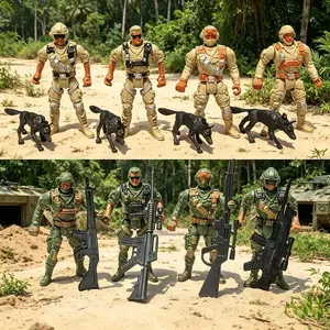 Tactical Elite Collection, 8 Jointed Dolls + Military Dog + Weapons, Build Your Exclusive Tactical Squad, Perfect for Collectors