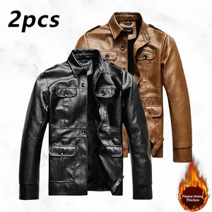 Men's Motorcycle Style Leather Jacket Trendy Stylish Fleece Lined for Extra Warmth Available in Black Earth Yellow Multiple Colors Versatile Outerwear Menswear genuine leather barn  jacket  outfit men jacket short winter coat outdoor clothing windbreaker