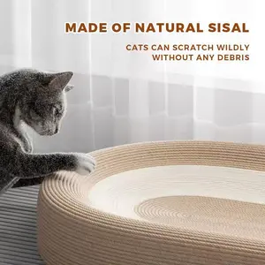 Pet Sisal Cat Scratcher Cardboard Lounge Bed - Multi-Purpose Dog & Cat Furniture, 24x15x3.5 Inch, Anti-Slip Design, Ideal for Indoor Cats pet  lounge  bed
