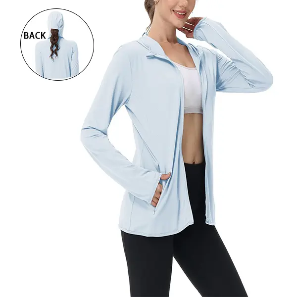 Women's Lightweight Long-Sleeved Sunscreen Hoodie Jacket - Stylish, Full-Range Large Elastic, Breathable, Cool - Suitable for Hiking, Fishing - Multiple Color Options, Style