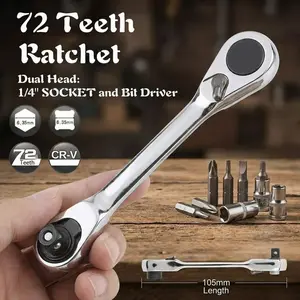 Mini Three-Headed 1/4 Ratchet Wrench Set, Dual Head Quick Hex Bit Socket Ratchet Wrench Screwdriver Hex Torque Wrench Kit, Two-In-One Tool, Multifunctional Wrench Set