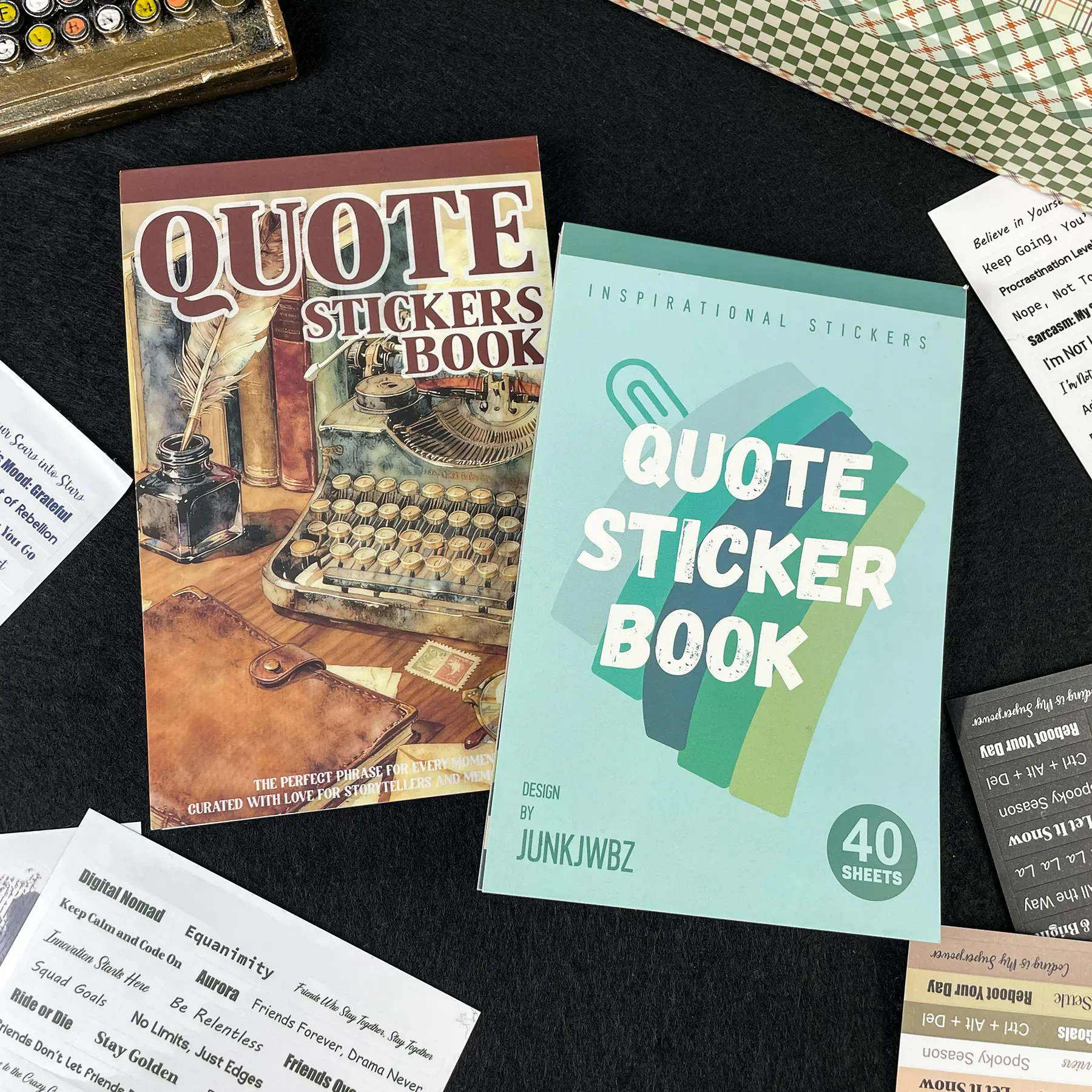 PRSTINCOL 2370 PCS Aesthetic Adhesive Quote & Word Stickers, 40 Sheets of Inspirational Phrases for Journaling, Scrapbooking & DIY Crafts, Adhesive Stickers Stickers Diy Decal Film