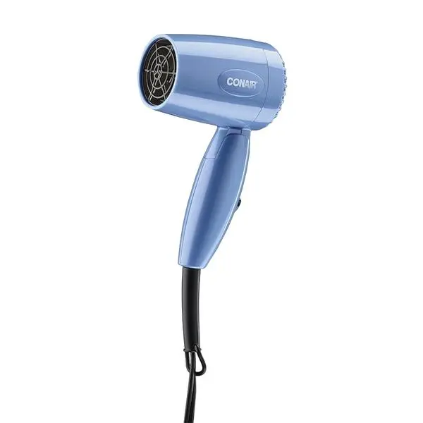 Conair Dual Voltage Hair Dryer, Compact Folding Handle Design, 1600W | Travel blow dryer for on-the-go styling with foldable 0.75-lb design, high-velocity airflow, and various heat/speed settings