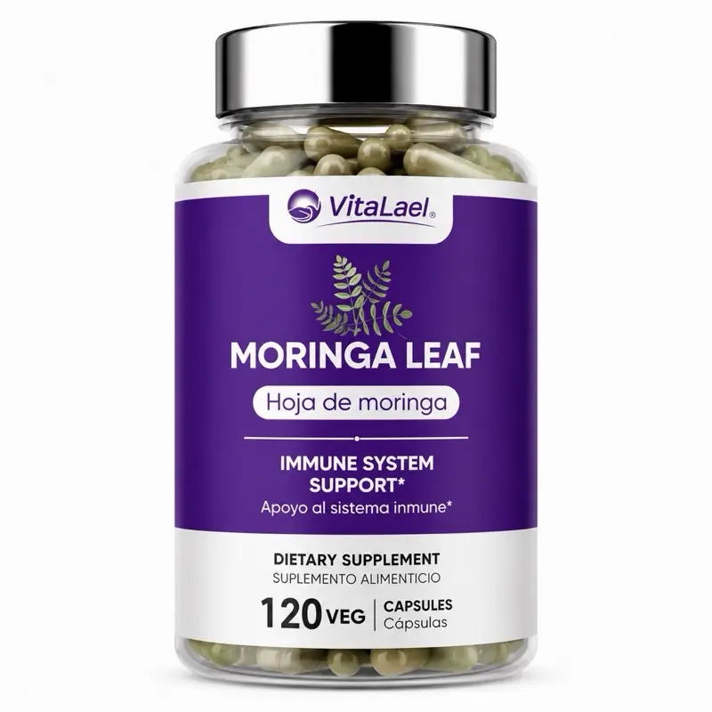 VitaLael Moringa Leaf Capsules 120 Count Immune System Support Herbal Dietary Supplement with Moringa Oleifera Extract Vegetarian Capsules