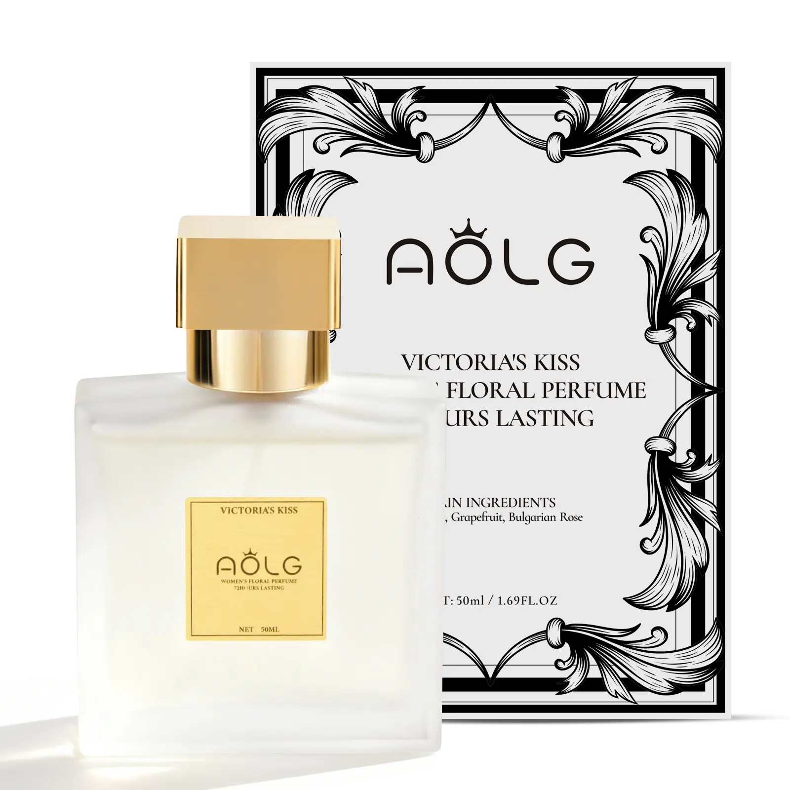 AOLG Victoria's Kiss Eau de Toilette for Women, Long Lasting Floral Fruity Fragrance with Bergamot & Vanilla Notes, 50ml / 1.7oz, Single Item