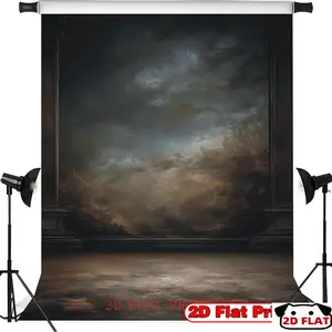 2D Flat Banner 1pc, Black Abstract Photography Backdrop - Dramatic Cloudy Sky & Ancient Architecture Design, Multiple Sizes, Durable Material, Perfect Portraits, Photo Booths, Artistic Shoots, Decor, Party Decor