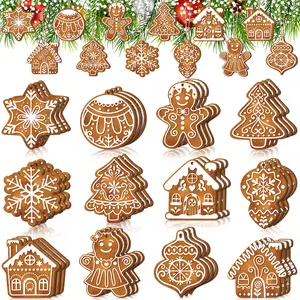 Christmas Clearance Sale 36 Pcs Gingerbread Christmas Decor Gingerbread Christmas Tree Decorations Mini Gingerbread Desin Wooden Xmas Tree Christmas Ornaments Christmas Decorations for Party Home Holiday Winter Crafts Christmas Gift Burr Basket Gifts