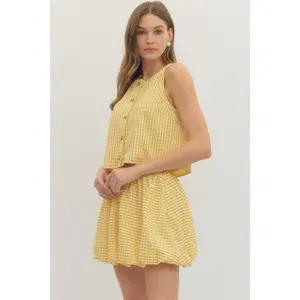 Sunny Days Gingham Button Top