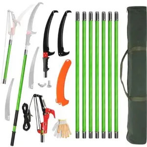 26ft Manual Pole Saw, Lightweight Tree Trimmers Long Handle Pruner Set, Sharp Steel Blade and Scissors Pole Saw for Trimming Palm, Pear Tree, Fir Tree, Other High Trees and Shrubs