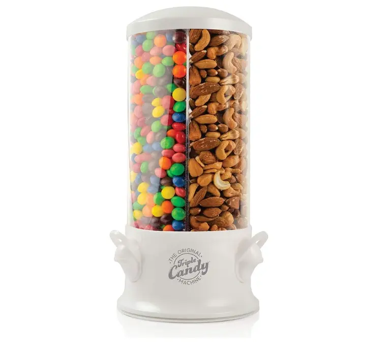 Handy Gourmet Original Triple Candy Machine-Fun Candy & Nut Dispenser-New & Improved (Pearl White), Standard