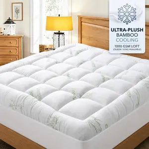 Serwall Mattress Topper Queen Extra Thick Pad Cover for Back Pain Cooling Protector with 8-21 Inch Deep Pocket Overfilled Down Alternative Filling Microfiber Fabric 400TC Combed Fiber