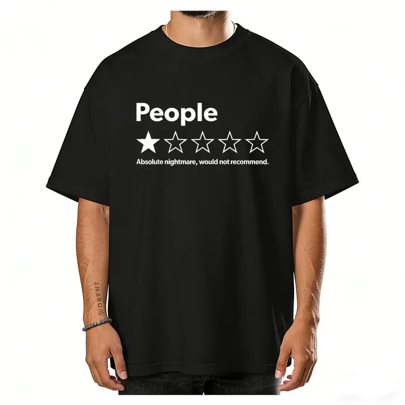 Unisex-Adults T-Shirt - Black, Short Sleeve - Funny Review People One Star: Absolute Would , Suitable for Mens & Womens Outdoor T-Shirt, 100%cotton,