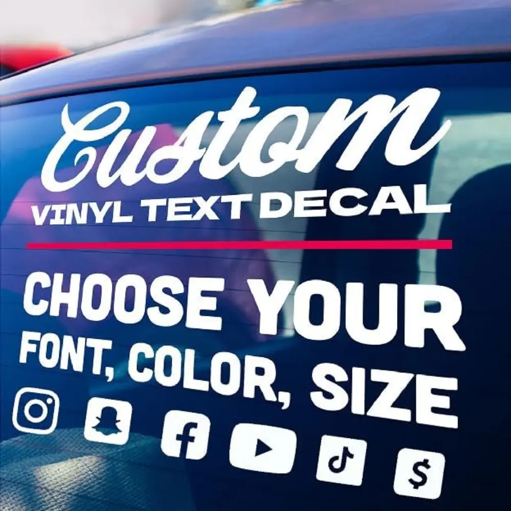 Personalized Custom Vinyl Lettering Car Stickers - Sturdy, Glueless, Weatherproof Vehicle Accessories with Easy-Apply Design for Cars, Doors - Any Color, Customizable Size, Letters, Numbers, Clipart, Image Options, Sticker