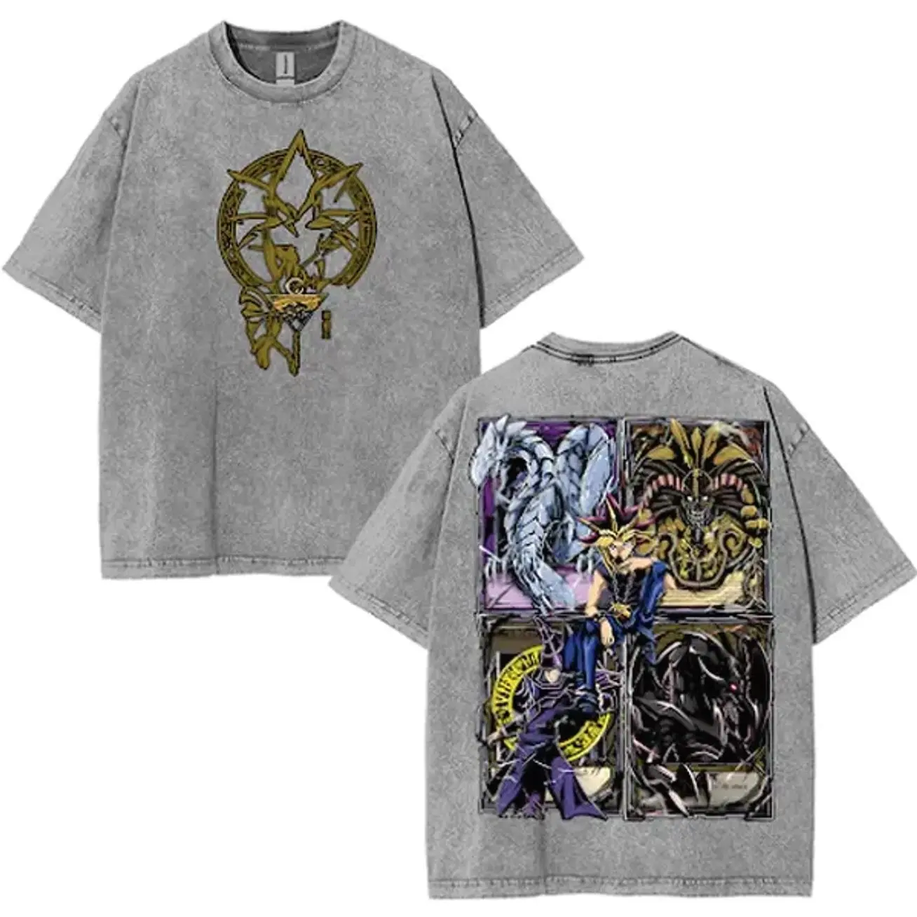 YuGiOh Exodia Blue Eyes Dark Magician T-Shirt Cotton Menswear Top - Oversized Graphic Tee with Kangaroo Pocket & Crew Neck for All Seasons Fabric Soft AW9