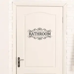 1 Piece Bathroom Door Sticker, Door Decorations, Decorative Wall Sticker, Modern Simple Letter Pattern Wall Decals, Self Adhesive Wall Art, Home Decor