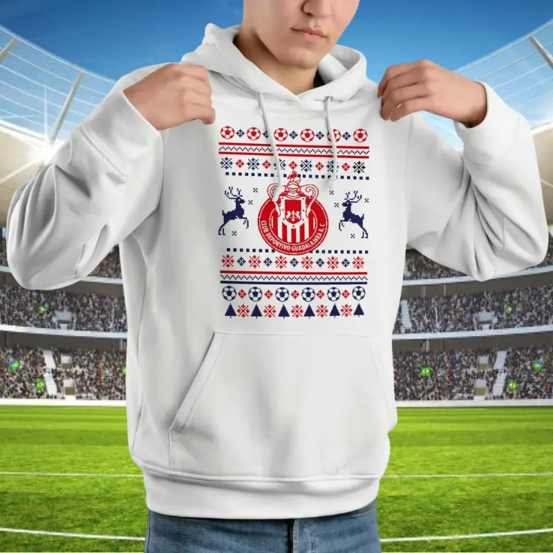 Chivas de Guadalajara Ugly Christmas Hoodie  Edition Sudadera Chivas Navideña Dad Mexico Gift