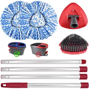 Mop Heads Replacements,Mop Handle,Scrub Brush,Base for Ocedar Rinseclean 2 ,Include 2 Microfiber Mops Replace ,30-58" Adjustable Mop Stick,1  ,1 Spin Base,Bucket not Included