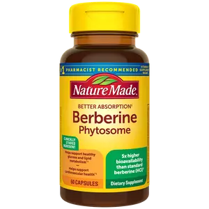Nature Made Better Absorption Berberine Phytosome Capsules, 1100mg Per 2 Capsules Daily, Berberine Supplement for Cardiovascular Health Support, 60 Capsules, 30 Day Supply