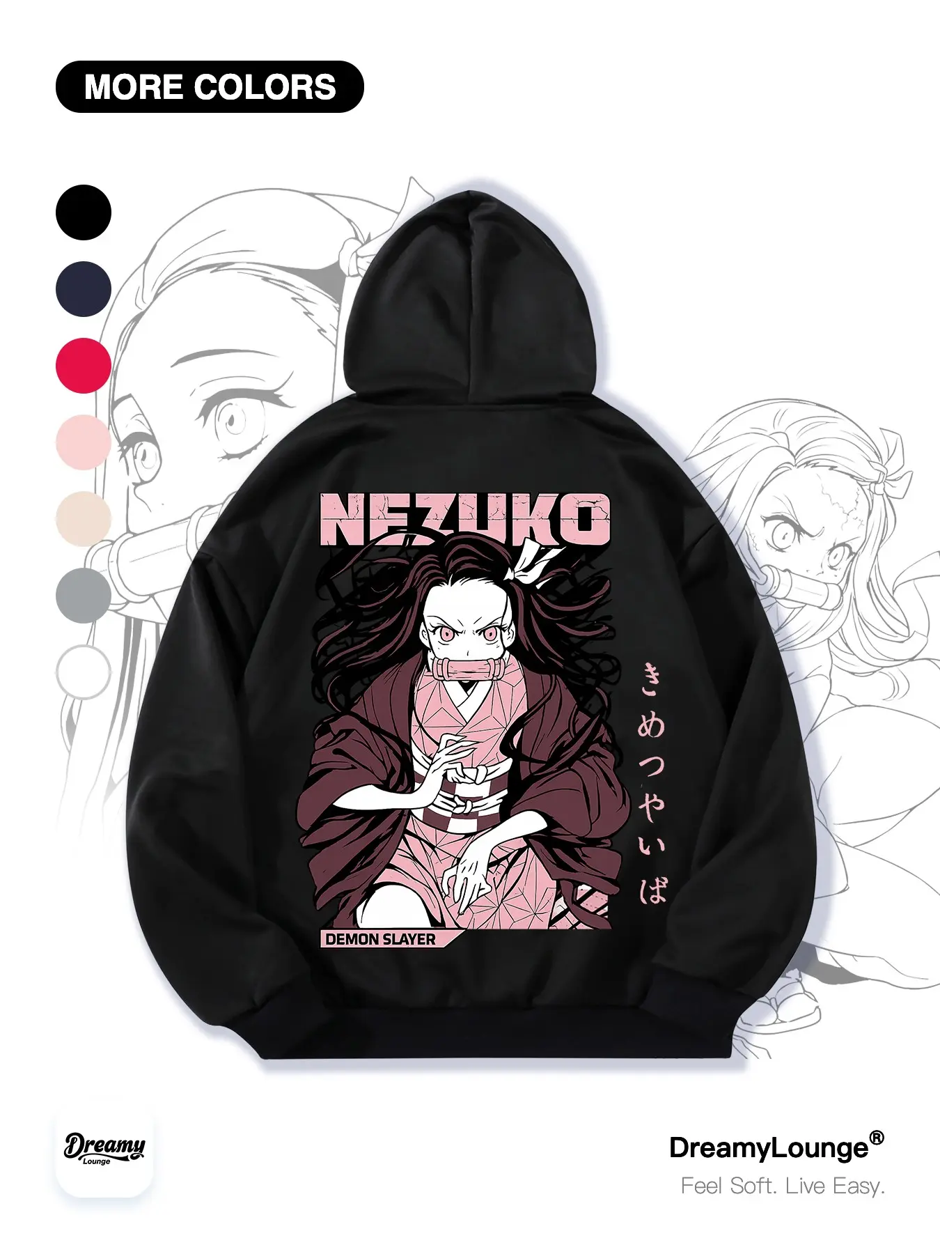 Demon Slayer Muzan Kibutsuji Graphic Hoodie Pullover Long Sleeve Tops, Loose Fit with Pockets, Casual Fitted Sweatshirt for Home Wear or Daily Use
