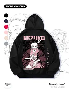 Demon Slayer Muzan Kibutsuji Graphic Hoodie, Loose Fit with Pockets, Casual Fitted Sweatshirt for Home Wear or Daily Use