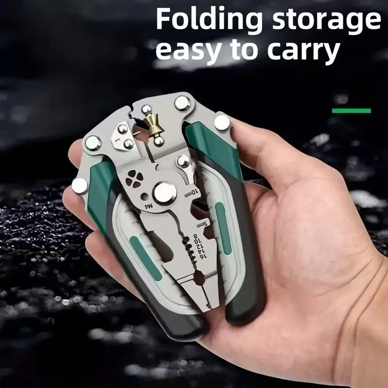 New 16-In-1 Foldable Wire Stripper, Wire Stripping Tool, Upgraded Multifunctional Professional Hand Tools Cable Cutter Wirecutters, Ideal for Cutting & Pulling Wires