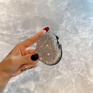 Rhinestone Decorated Makeup Mirror, 1 Count Portable Foldable High Definition Double-sided Makeup Mirror, Makeup Tool for Women & Girls, Travel Makeup Mirror
