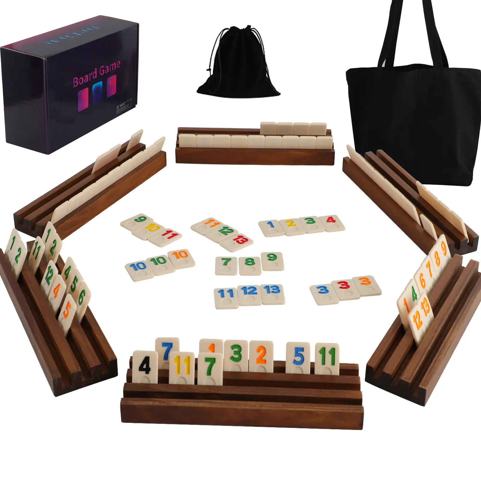 Rummy Cube Game Original - Rummy Cube Game 2-6 Players with 160 Tiles and 6 Wooden Racks - Classic Board Games for Family and Party