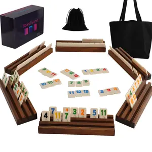 Rummy Cube Game Original - Rummy Cube Game 2-6 Players with 160 Tiles and 6 Wooden Racks - Classic Board Games for Family and Party