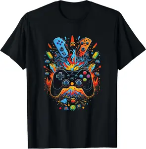 Gaming Video Games Boys Teens Kids T-Shirt Cartoon round-neck