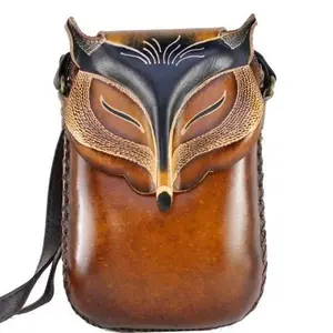 leather fox purse crossbody bag