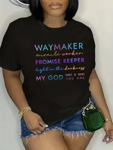 Women'S Christian T-Shirts Featuring a Design That Says 'Waymaker, Worker, Promise Keeper, Light in The Darkness, My God, That Is Who You Are.'Made from 100%, This Short-Sleeve Crew-Neck Tee Is a Regular Oversized Fit Suitable for All Seasons
