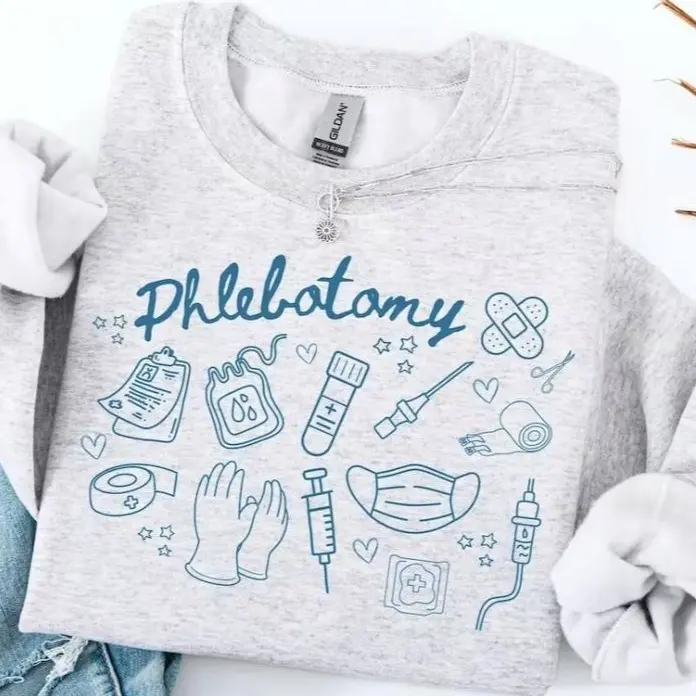 Phlebotomy Sweatshirt Gift for Phlebotomy Tech CPT Crewneck Phlebotomist Pullover PHLEB Apparel Blood Bank Tech Present Grad Gift Cotton Fabric
