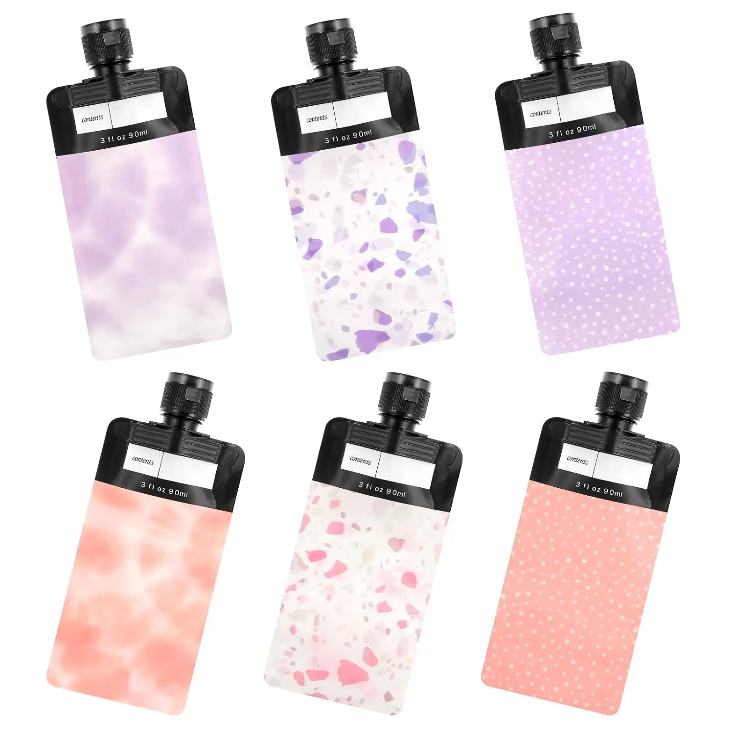 6 count Travel Pouches for Toiletries, 3 oz Travel Size Containers Leak Proof Empty Squeeze Pouches TSA Approved Refillable Travel Bottles for Liquids Shampoo Conditioner Pouch Travel Accessories